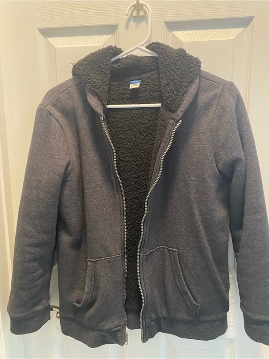 Old Navy Other - Old Navy kids (14/16 years old )Charcoal Sherpa-Lined Zip-Up Hoodie